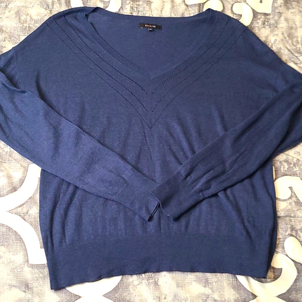 RW&CO Navy V Neck Sweater
